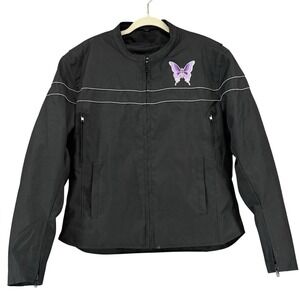 Womens House Of Leather Black Nylon Motorcycle  Jacket 2XL Removal Liner